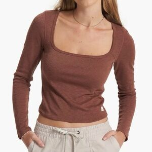 Vuori Long-Sleeve Sunrise Square Neck Hazelnut Size XL NWT